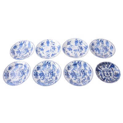 Lot 32A - Matched set of seven Chinese blue and white small plates, and another Chinese saucer