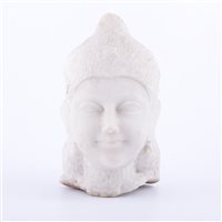 Lot 89 - Indian carved alabaster head, smiling face...