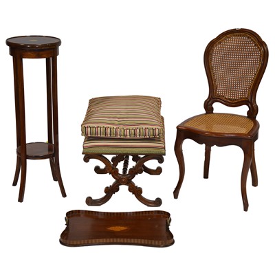 Lot 336 - Jardiniere stand, tray, stool and bedroom chair
