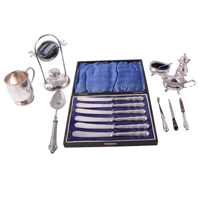 Lot 216 - Silver Christening cup, Pearce & Sons, Birmingham 1936, and other silver items.