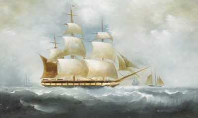 Lot 287 - D Hewitt, Frigate at sea