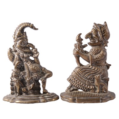 Lot 74 - Pair of cast brass Punch and Judy doorstops