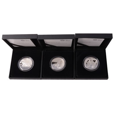Lot 185 - Three Royal Mint 007 James Bond One Ounce Silver Proof Coins.