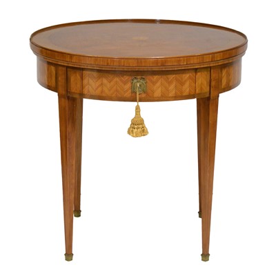 Lot 449 - French mahogany and parquetry centre table / games table