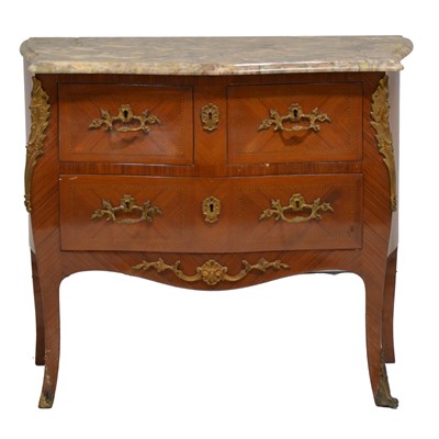 Lot 484 - French kingwood commode, marble top