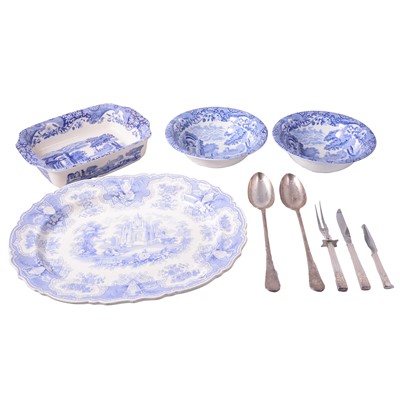 Lot 141 - Small quantity of silver-plate and blue and white transfer ware