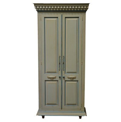 Lot 428 - Modern painted pine wardrobe, and associated painted pine chest of drawers