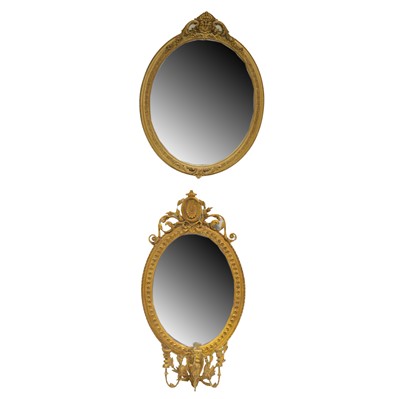 Lot 494 - Victorian girandole and a gilt framed wall mirror