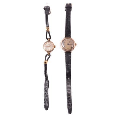 Lot 164A - Two vintage ladies' 9 carat yellow gold manual wind wristwatches