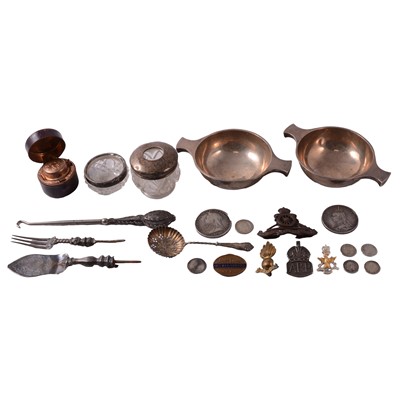 Lot 207 - Pair of small Scottish silver quaiches, Brook & Son, Edinburgh 1910, and other items.