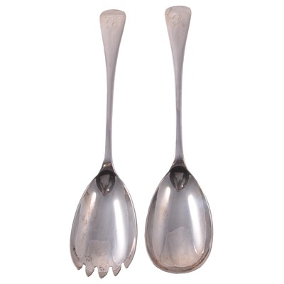 Lot 214 - Pair of silver salad servers, Eugene Leclere, Sheffield 1930.