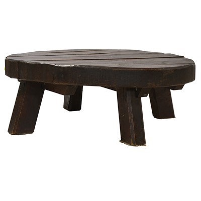 Lot 356 - Circular coffee table made from railway sleepers