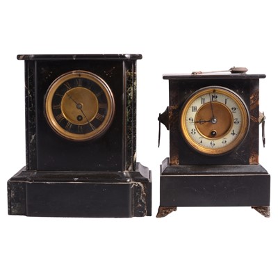 Lot 122 - Two Victorian slate and marble mantel clocks