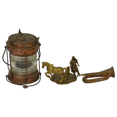Lot 93 - Smith & Barnes large Ship's Lantern, and other brass and copper ware