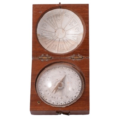 Lot 163 - 18th/19th century mahogany domed pocket compass, Charles Nephew & Co, Calcutta