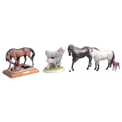 Lot 21 - Beswick matt black horse, and four other horse figurines