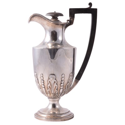 Lot 195 - Silver hot water jug, maker's mark rubbed, Chester 1897.