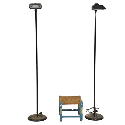 Lot 409 - Wrought iron oil lamp and other items