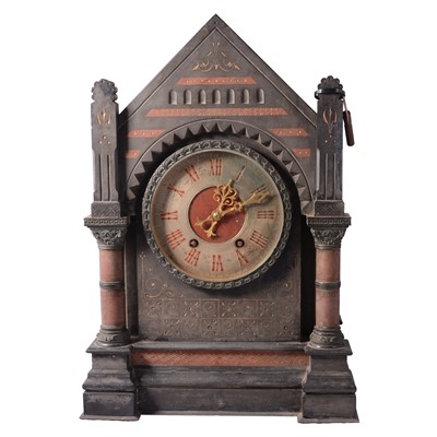 Lot 140 - Victorian slate mantel clock