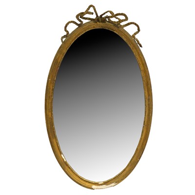 Lot 397 - Gilt framed mirror with ribbon crest