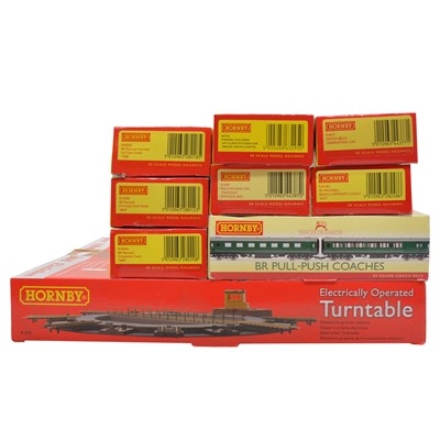 Lot 234 - Hornby OO gauge model railway, including turntable, etc.