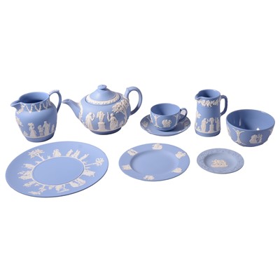 Lot 36 - Wedgwood pale blue jasperware teaset.