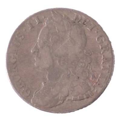 Lot 264 - Charles I sixpence, and George II shilling.