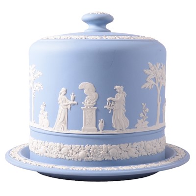 Lot 21 - Wedgwood blue Jasperware cheese dish and cover