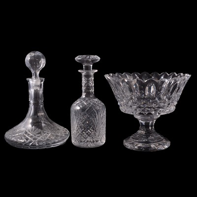 Lot 19 - Waterford Crystal pedestal bowl and two decanters