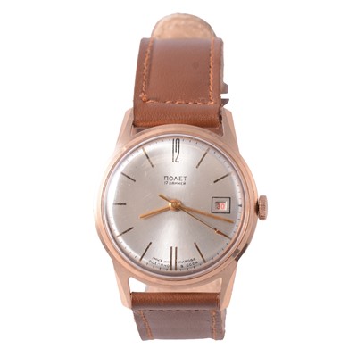 Lot 418 - Poljot - a gentleman's vintage rose metal manual wind wristwatch.