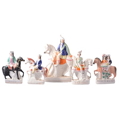 Lot 14 - Five Staffordshire equestrian figures