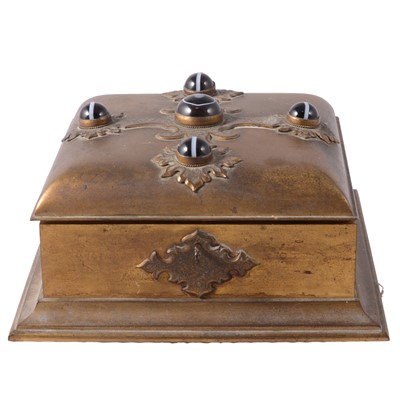 Lot 157 - Palais Royal style square-shape gilt metal sewing casket