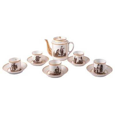 Lot 27 - Italian porcelain teapot and coffee cups and saucers