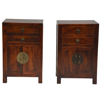 Lot 486 - Pair of Chinese hardwood beside cupboards