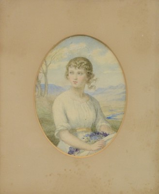 Lot 337 - Victorian School, Girl with flowers