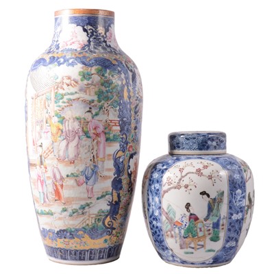 Lot 31 - Chinese famille rose vase and a covered ginger jar
