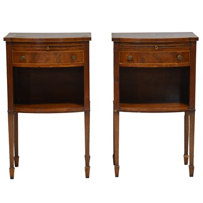 Lot 460 - Pair of mahogany bowfront bedside tables