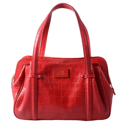 Lot 503 - Lulu Guinness - Med Franka style red Croco Embossed leather handbag.