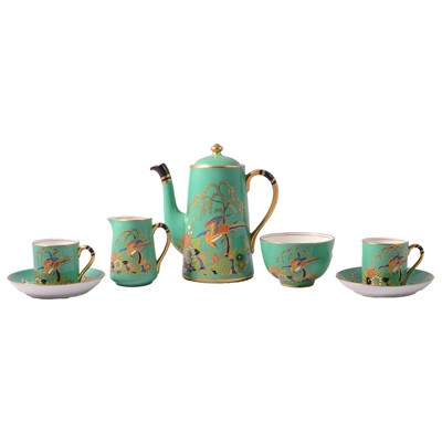 Lot 35 - Grosvenor china green ground coffee set