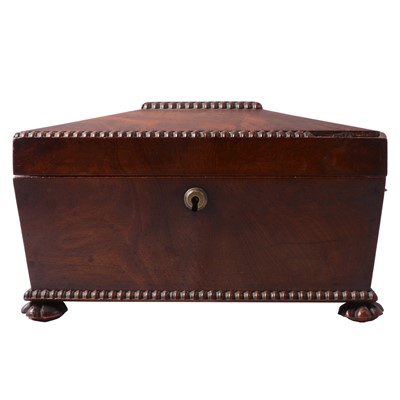 Lot 156 - William IV mahogany sarcophagus-shape tea caddy