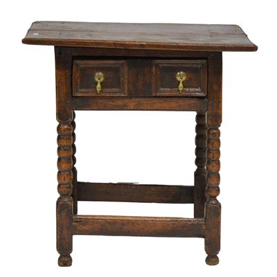 Lot 413 - Joined oak side table, early 18th century.