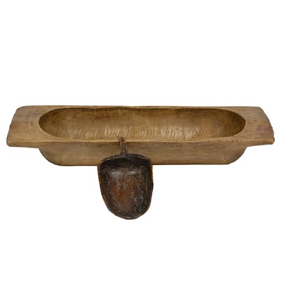 Lot 435 - Kneading dough trough, and a wooden grain scoop