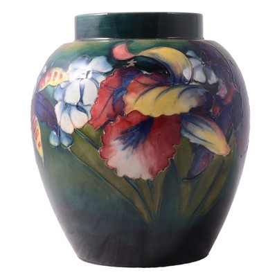 Lot 86 - Moorcroft Pottery, a large 'Orchid' pattern ginger jar body, 1930s
