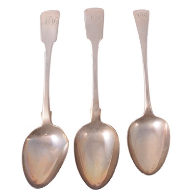 Lot 284 - Pair of silver table spoons and one other