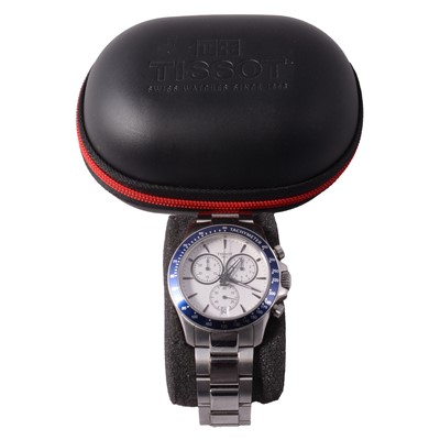 Lot 403 - Tissot - a gentleman's V8 stainless steel quartz bracelet wristwatch.
