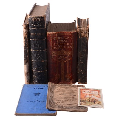Lot 181 - Mrs Beeton's Book of Household Management, new edition 1907, antiquarian bibles and prayer books.