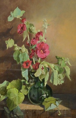 Lot 341 - Peter Newcombe, Hollyhocks.