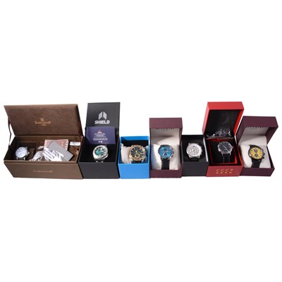Lot 414 - Eleven gentlemen's automatic and quartz wristwatches, Earnshaw, Shield, Accurist, and others.