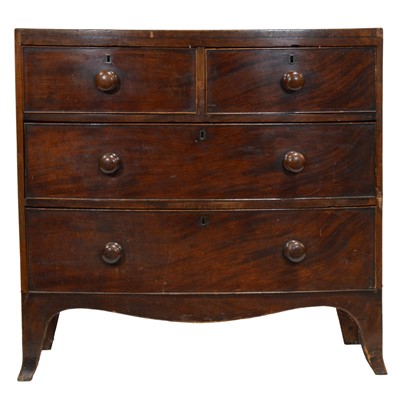 Lot 434 - George III mahogany bow-front chest of drawers