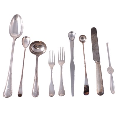 Lot 295 - Silver and plated flatware, lobster picks.